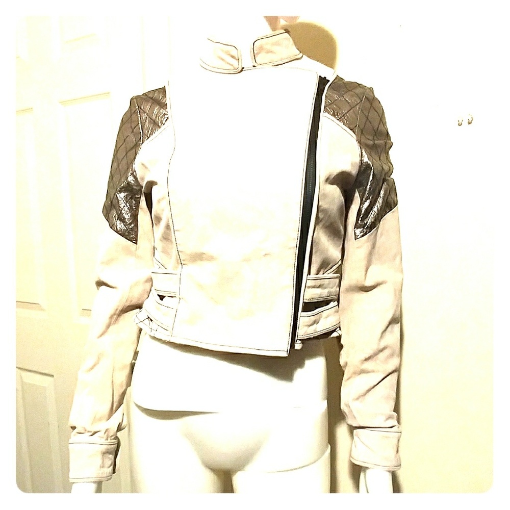 Suede Moto cream Jacket Sz XS
